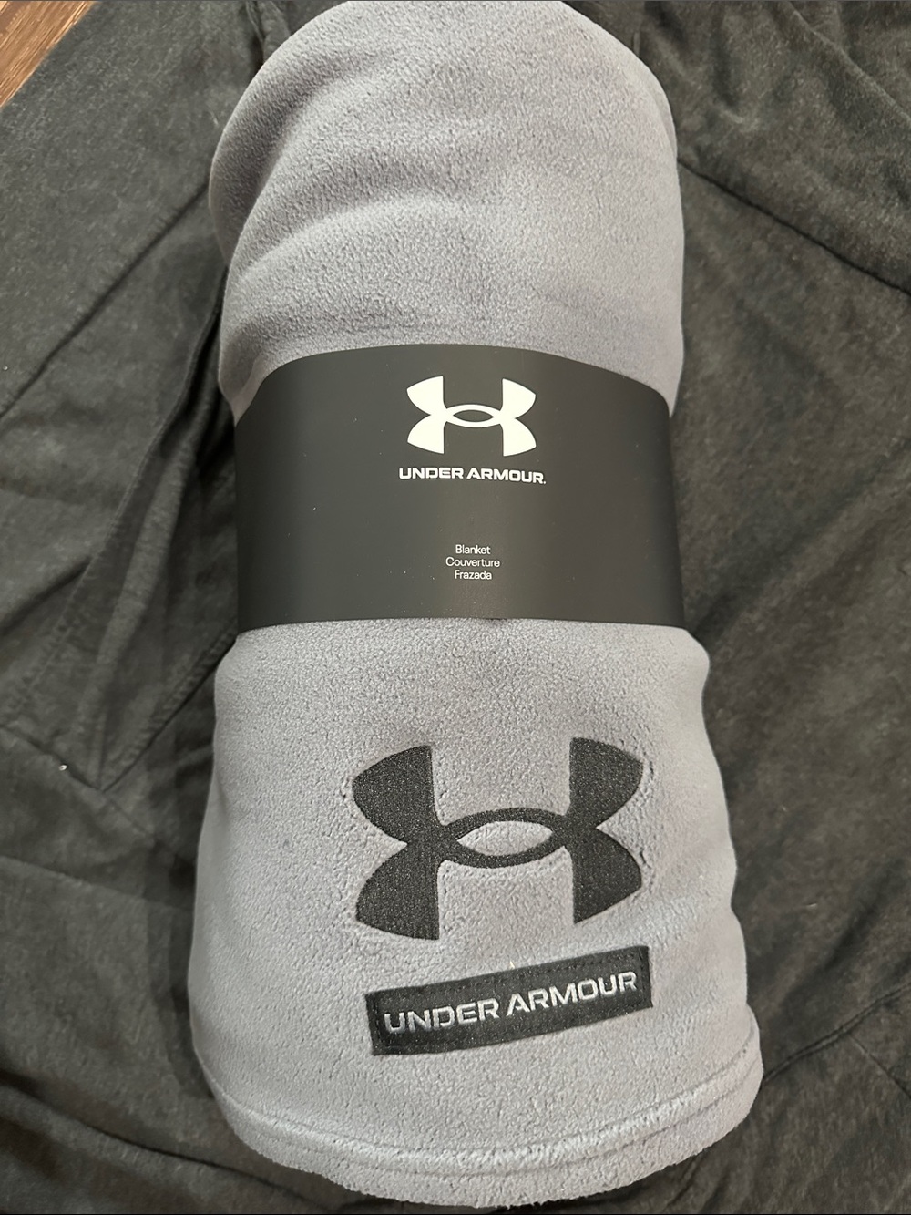 Under Armour Light Gray Fleece Throw with Embroidered Logo